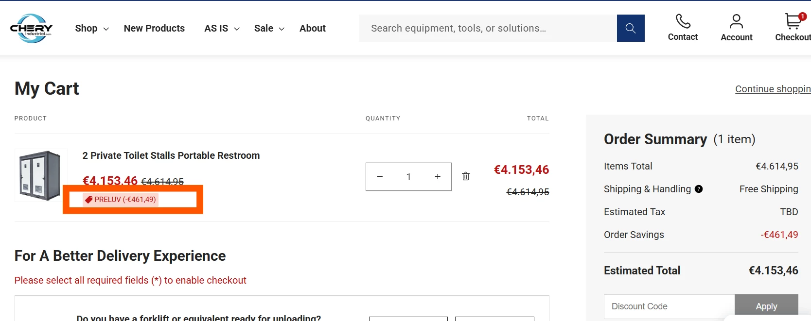 Chery Industrial verified coupon PRELUV